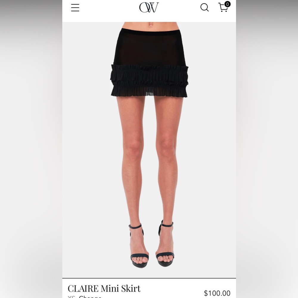 NWT OW Collection $100 Clare Mini Skirt (black)  XS, L, XL avail